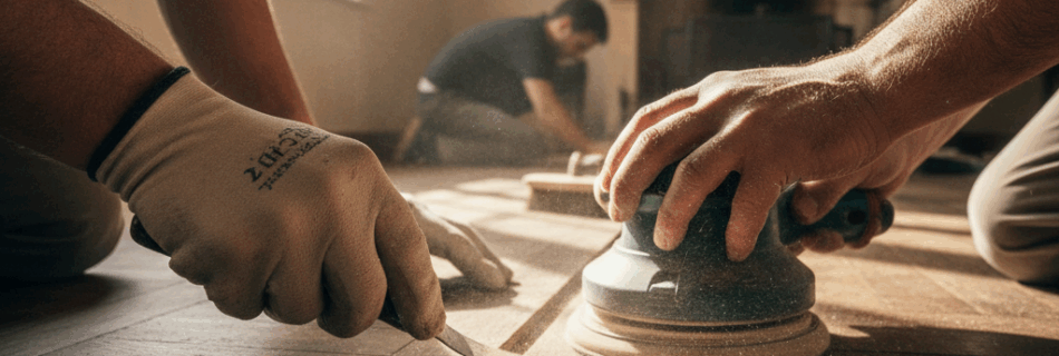 Rénovation de parquet ancien à Caen. Travail soigné, respect du bois, réparation, finition adaptée et intervention dans les communes voisines. Devis clair et sans engagement.