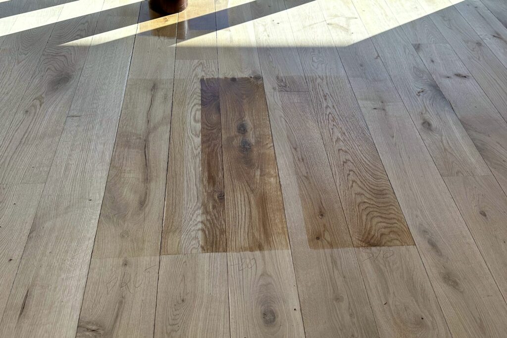 Test teinte finition parquet chêne – Maxard Parquet